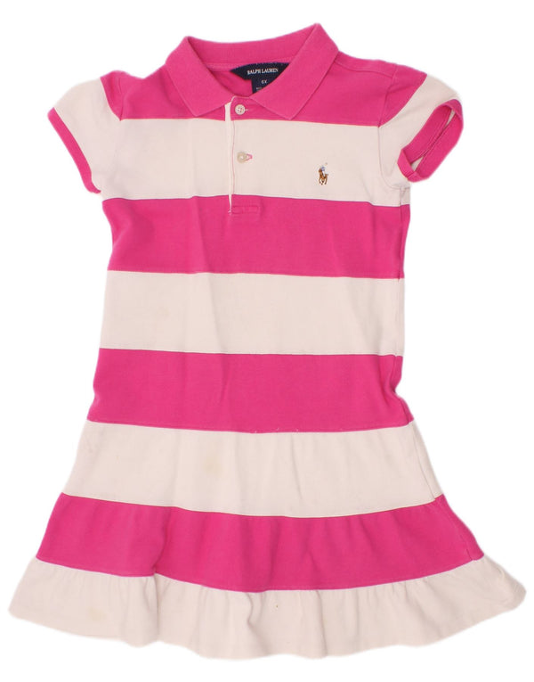 Ralph Lauren Vestido polo feminino 5-6 anos algodão listrado rosa