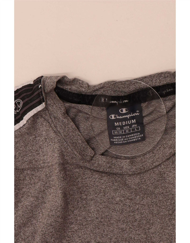 Camiseta gráfica masculina Champion Top cinza médio colorblock