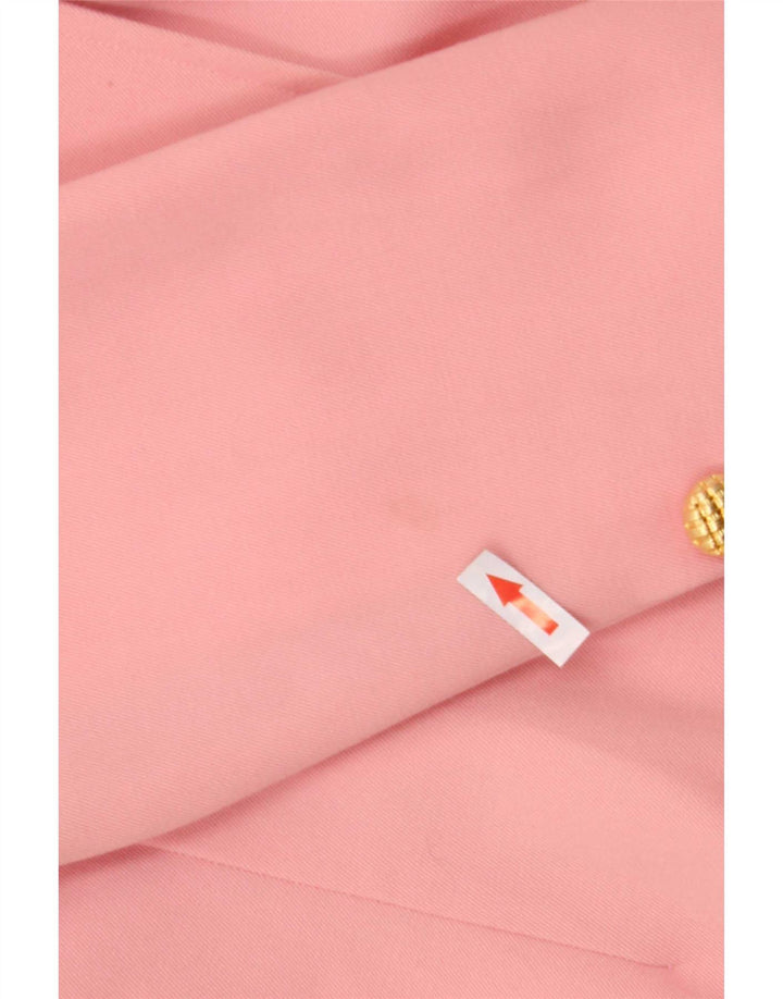 Jaqueta blazer feminina vintage com peito duplo Reino Unido 10 rosa pequena