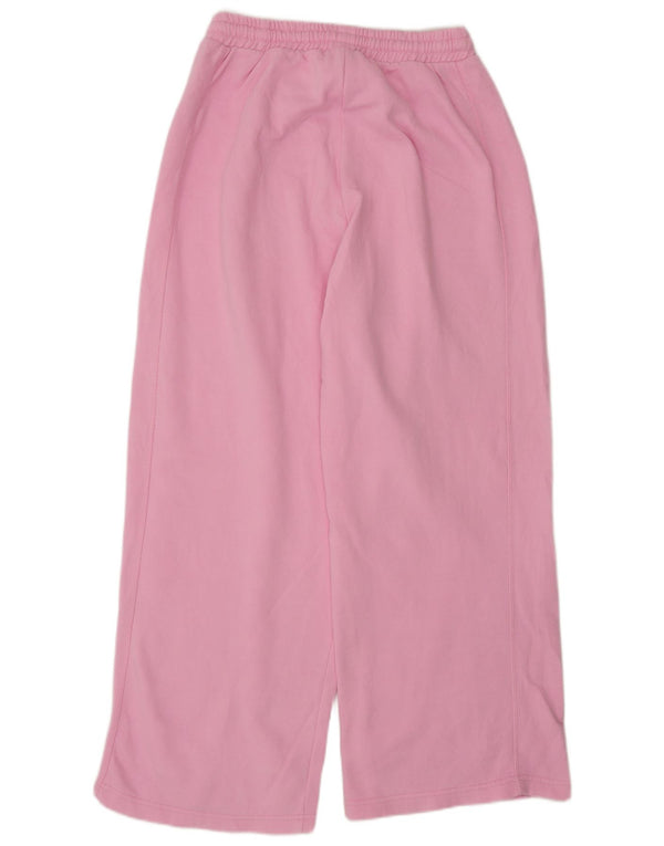 Zara Calça feminina de treino com perna larga Reino Unido 14 algodão rosa médio