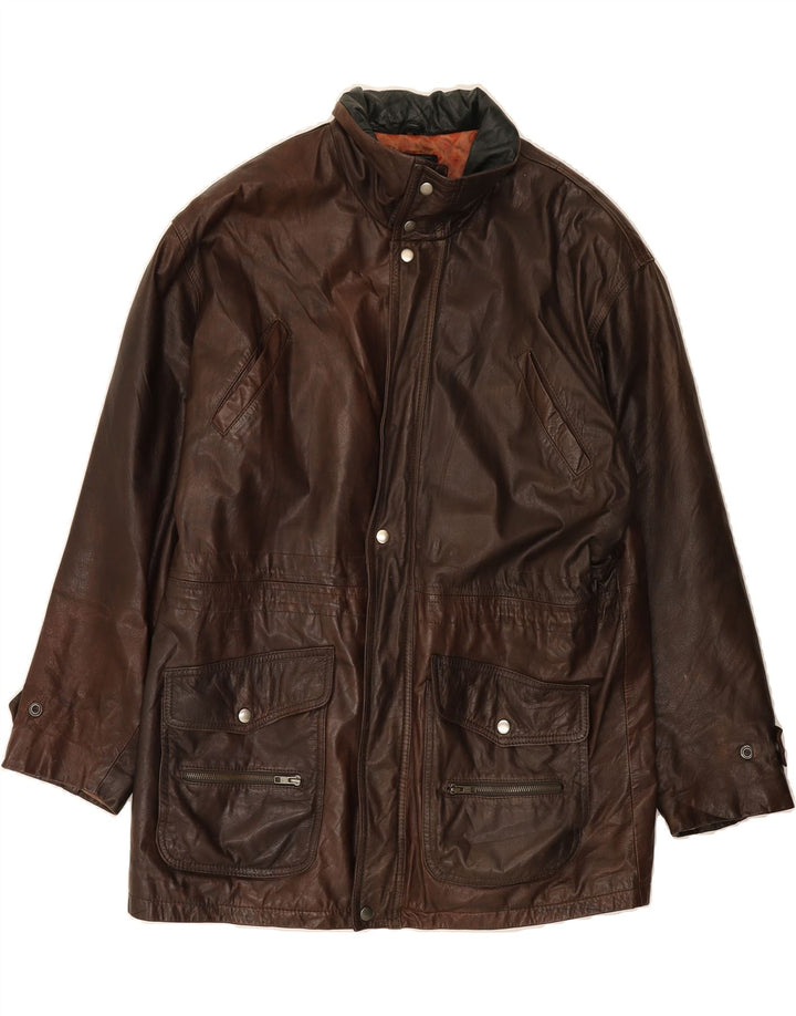 L.LAMBERTAZZI Mens Leather Jacket IT 52 XL Brown Leather Vintage L.Lambertazzi and Second-Hand L.Lambertazzi from Messina Hembry 