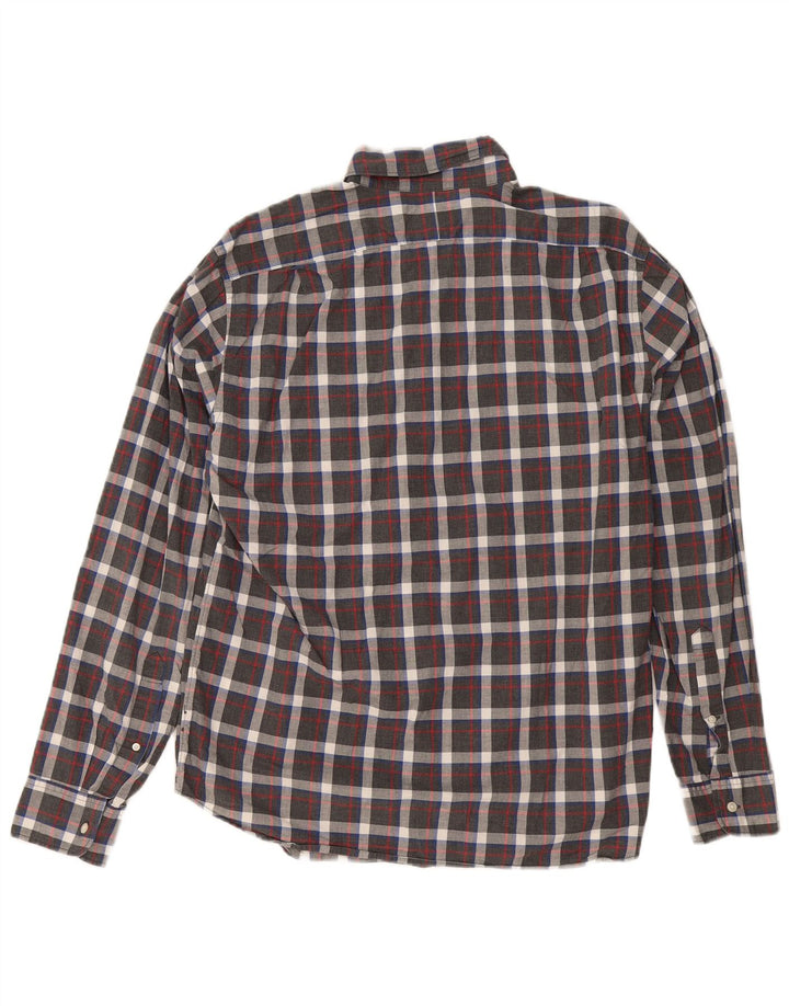 J. Crew Camisa Slim Masculina Grande Xadrez Cinza