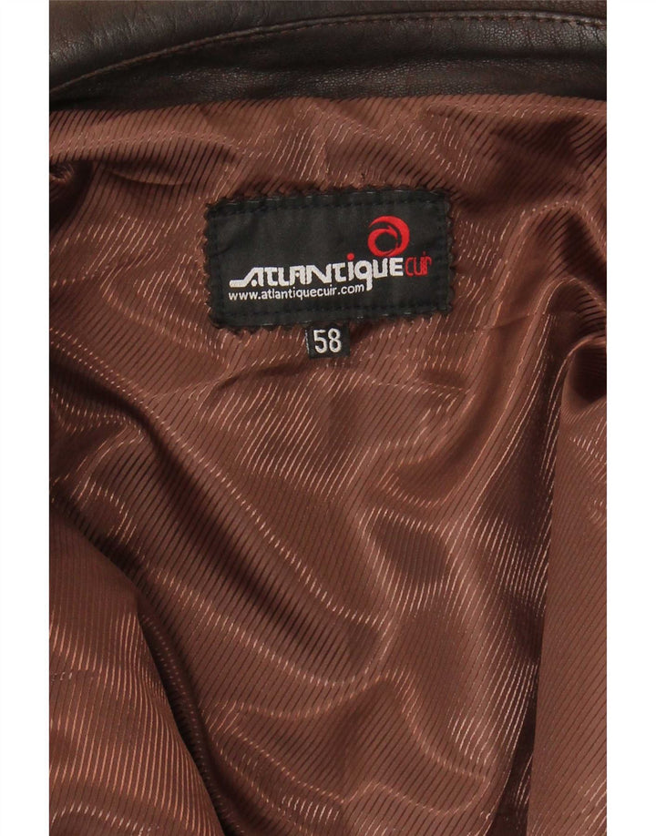 Jaqueta de couro masculina vintage UK 40 grande marrom