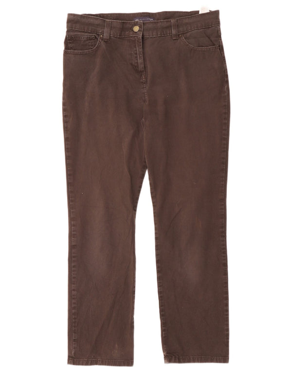Marks & Spencer Womens Straight Casual Trousers UK 14 Large W33 L28 Brown