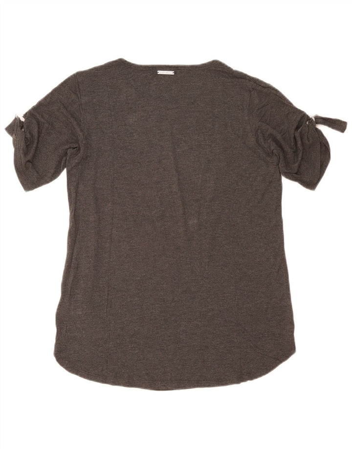 Camiseta feminina Michael Kors Top UK 10 pequena viscose cinza