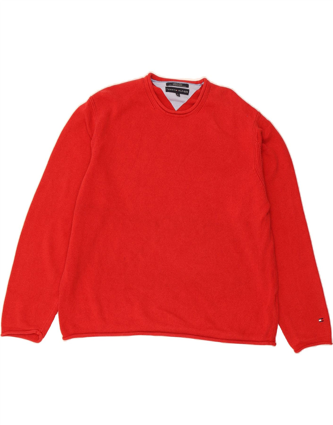 TOMMY HILFIGER Mens Crew Neck Jumper Sweater XL Red Cotton Vintage Tommy Hilfiger and Second-Hand Tommy Hilfiger from Messina Hembry 