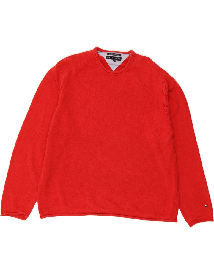 TOMMY HILFIGER Mens Crew Neck Jumper Sweater XL Red Cotton Vintage Tommy Hilfiger and Second-Hand Tommy Hilfiger from Messina Hembry 