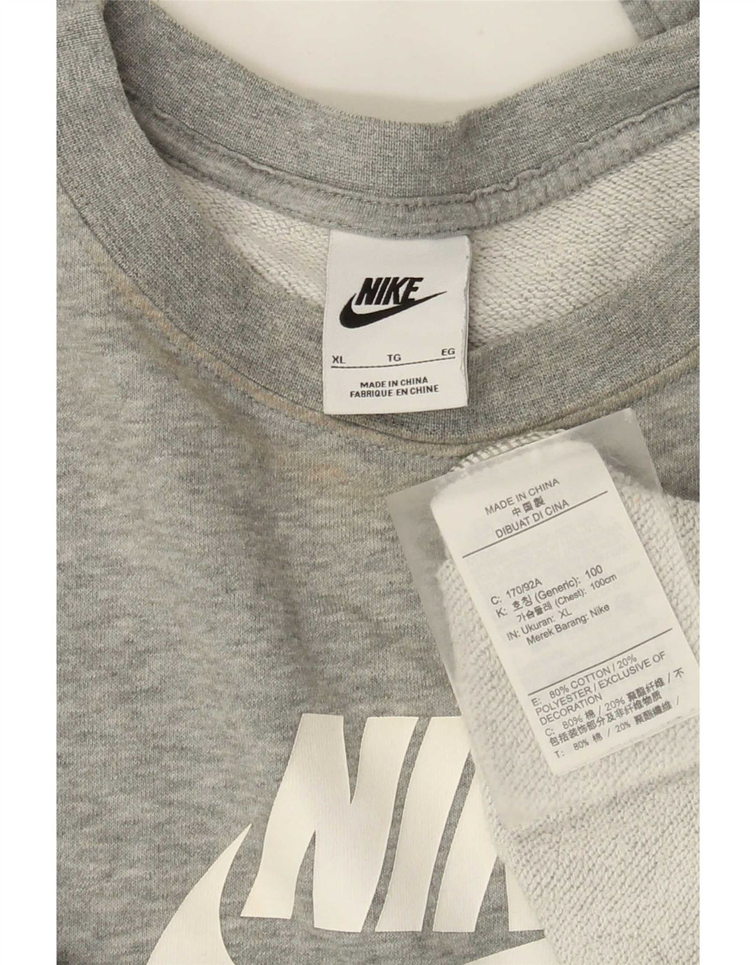 Nike feminino gráfico oversized moletom jumper UK 18 XL cinza manchado