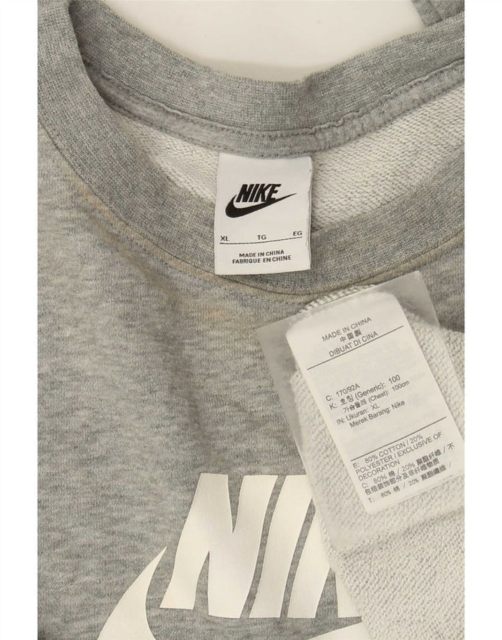 Nike feminino gráfico oversized moletom jumper UK 18 XL cinza manchado