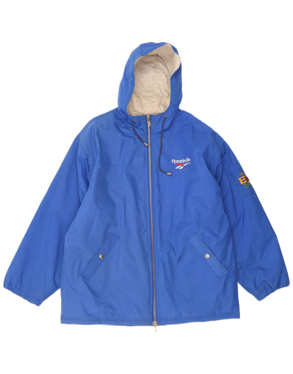 Jaqueta corta-vento masculina Reebok Graphic com capuz UK 42 XL azul poliamida