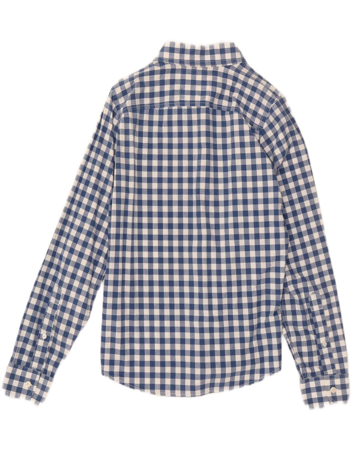 Camisa masculina HOLLISTER pequena algodão guingão azul marinho