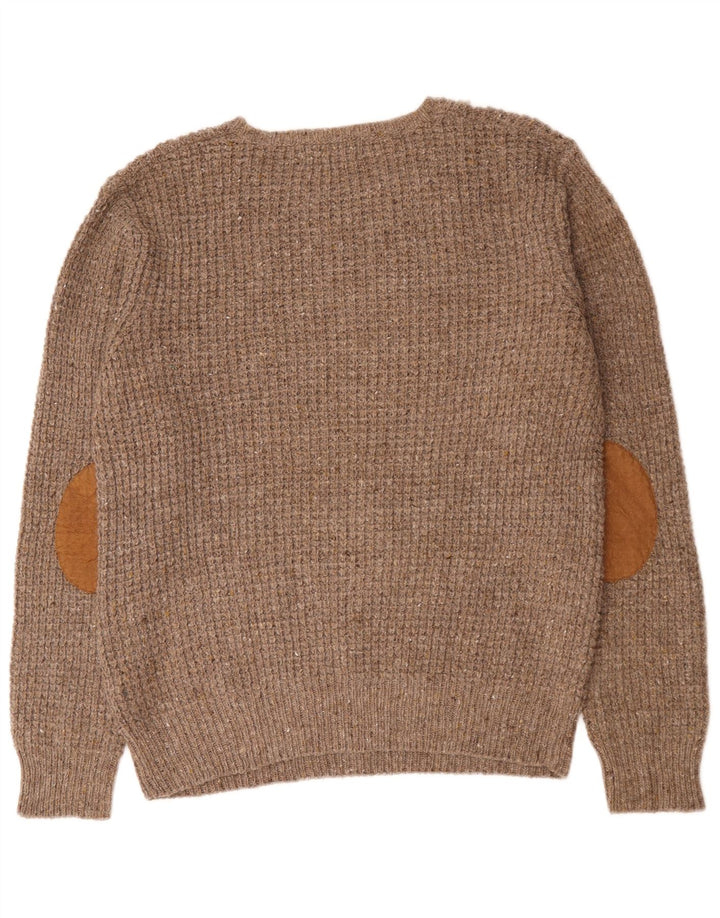 Zara Suéter masculino com gola redonda XL lã marrom