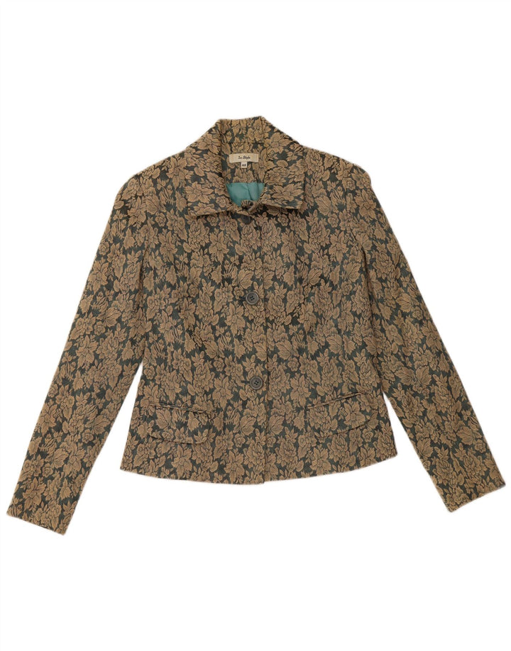 Jaqueta blazer feminina VINTAGE com 3 botões EU 40 algodão floral marrom médio