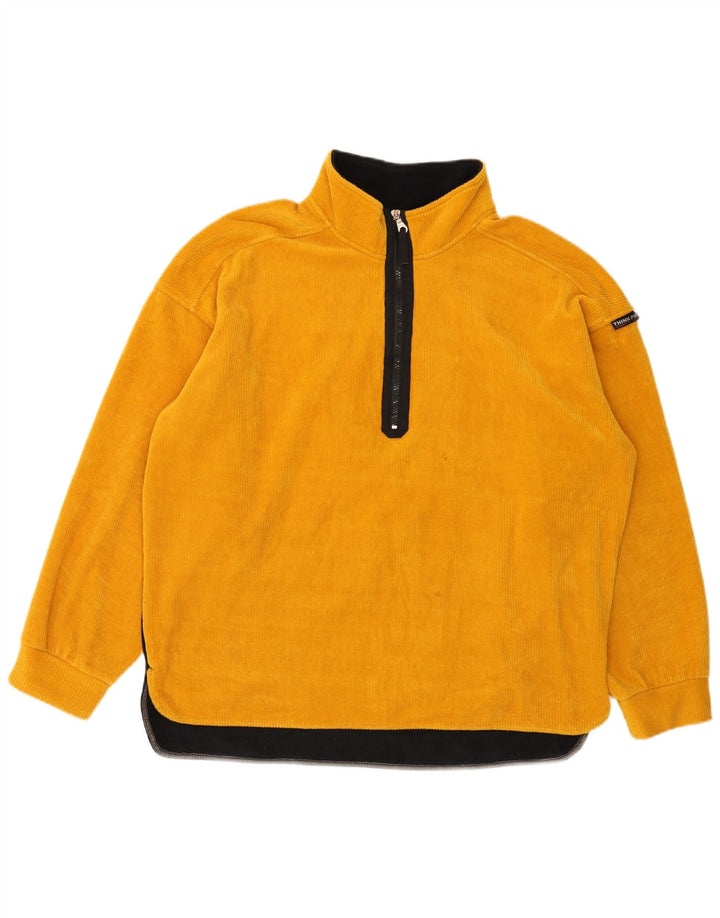 Think Pink Mens Gráfico Zip Neck Moletom Jumper Grande Amarelo