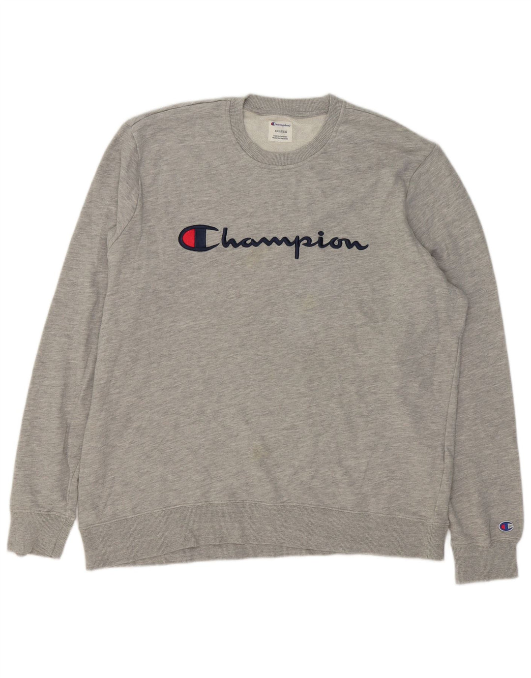 Moletom gráfico masculino Champion 2XL algodão manchado cinza