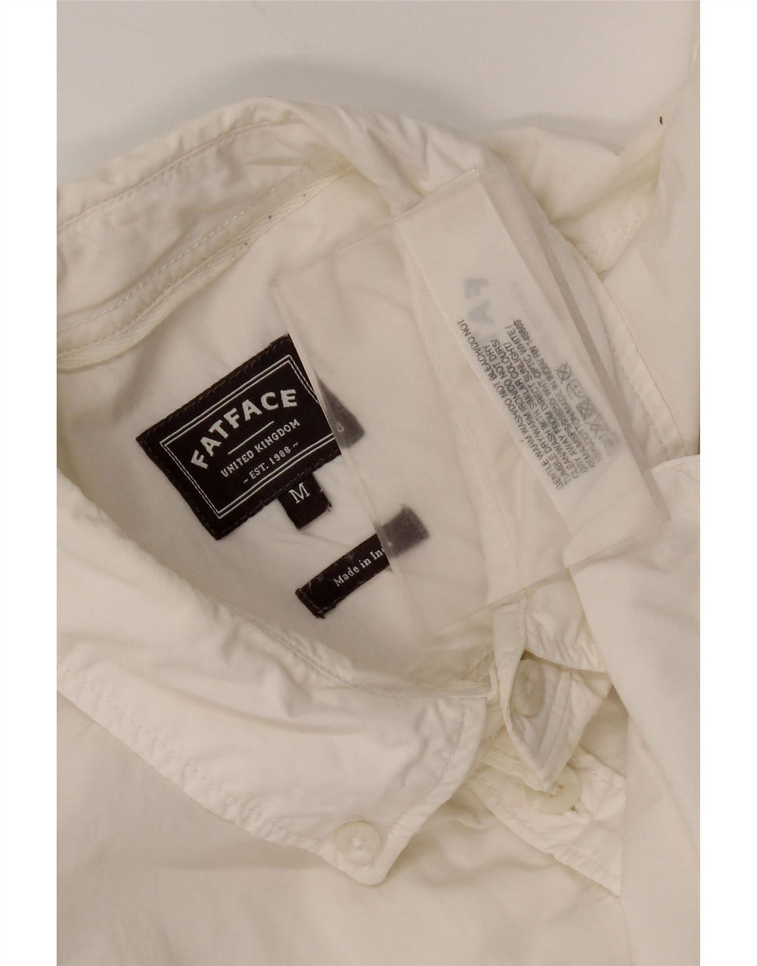 Camisa masculina Fat Face de algodão branco médio