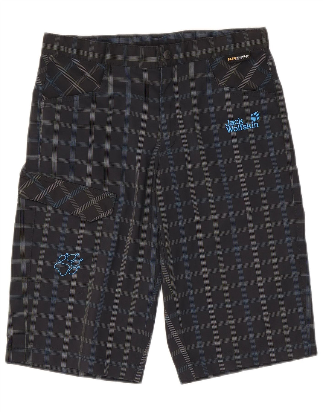 Shorts cargo masculino JACK WOLFSKIN 12-13 anos W26 poliéster xadrez preto