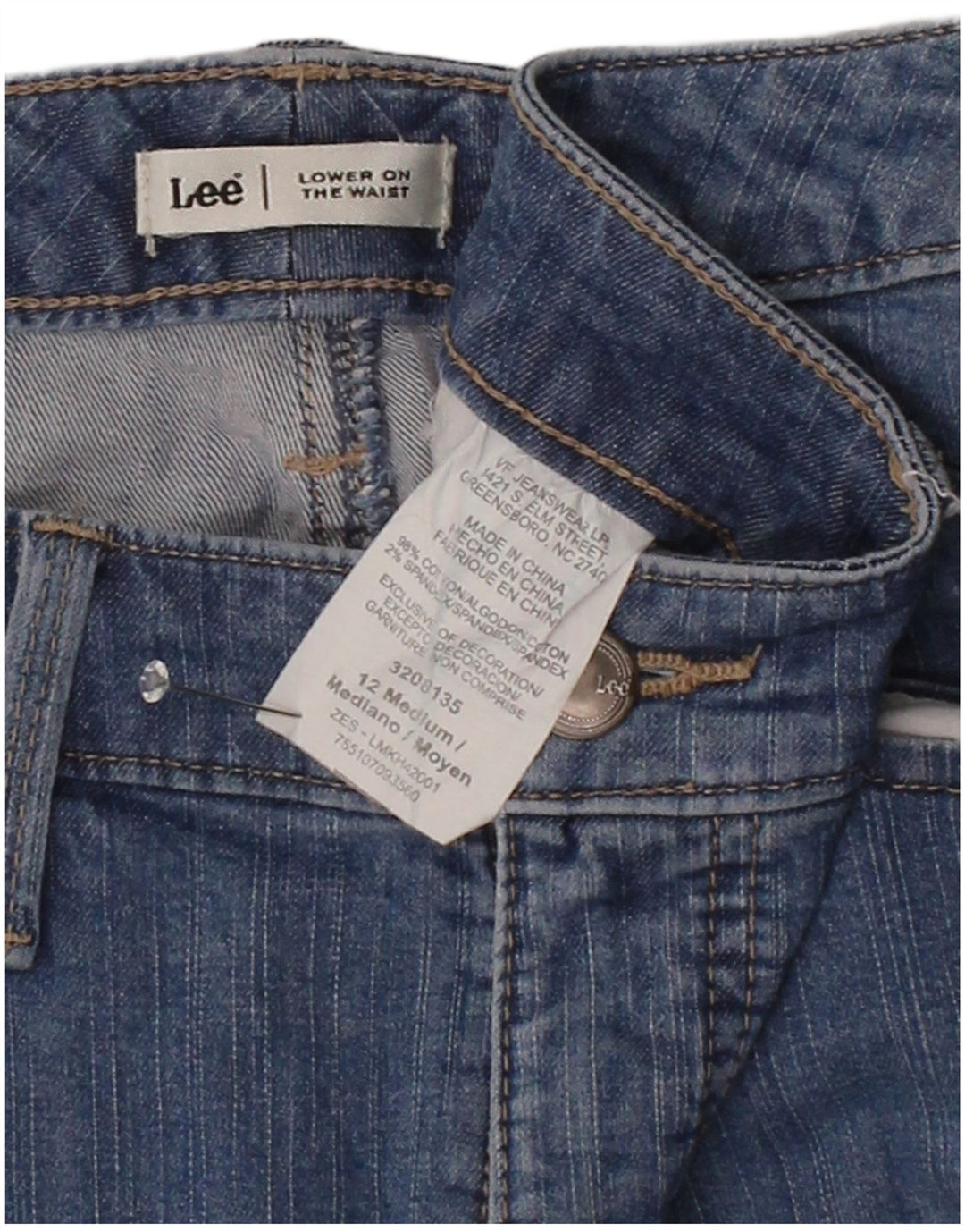 LEE Jeans feminino folgado capri EUA 12 grande W34 L20 algodão azul