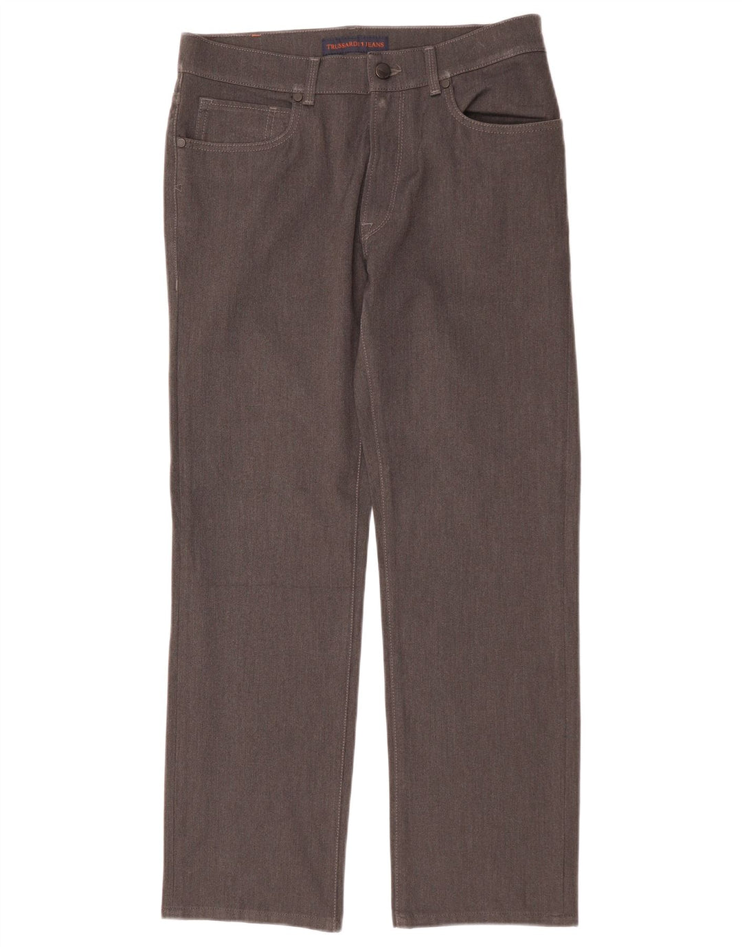 Calça feminina casual reta Trussardi W33 L29 poliéster cinza