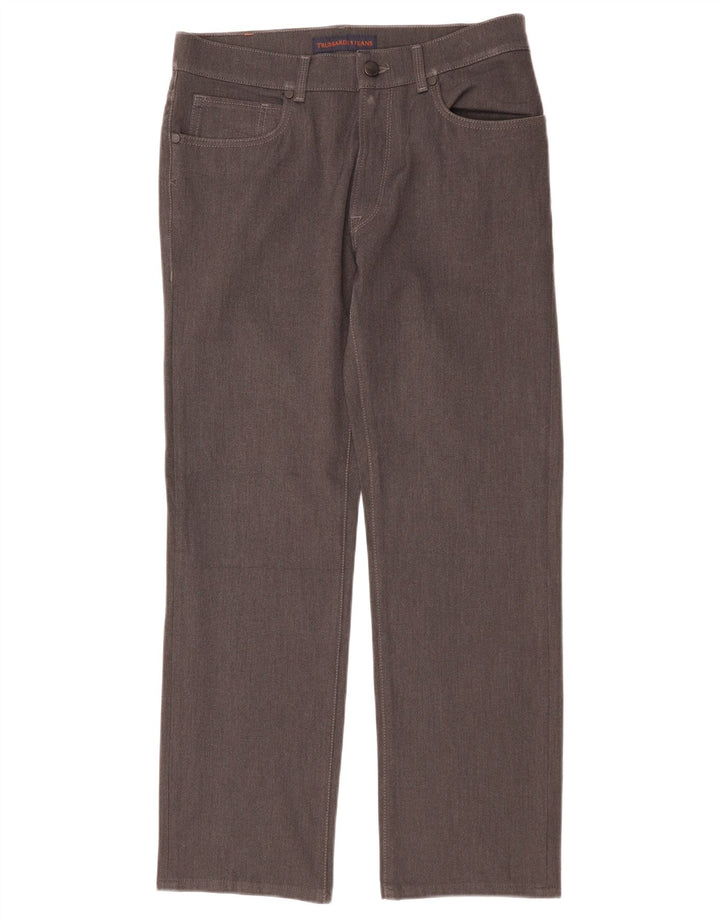 Calça feminina casual reta Trussardi W33 L29 poliéster cinza