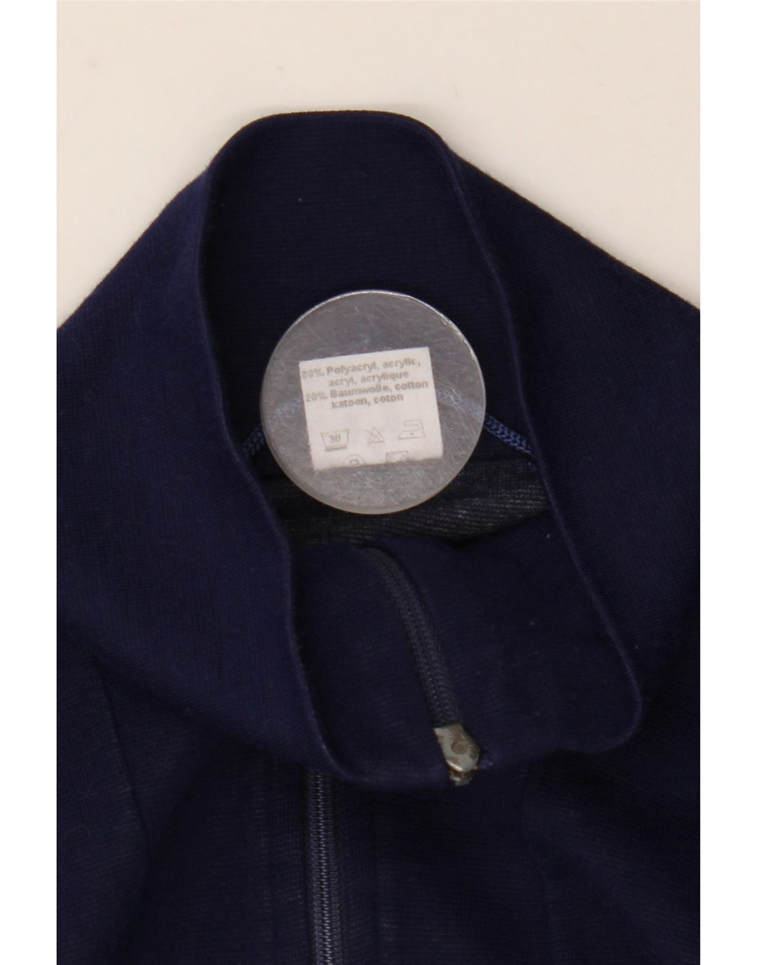 Jaqueta superior de agasalho masculino vintage XL azul marinho listrado acrílico