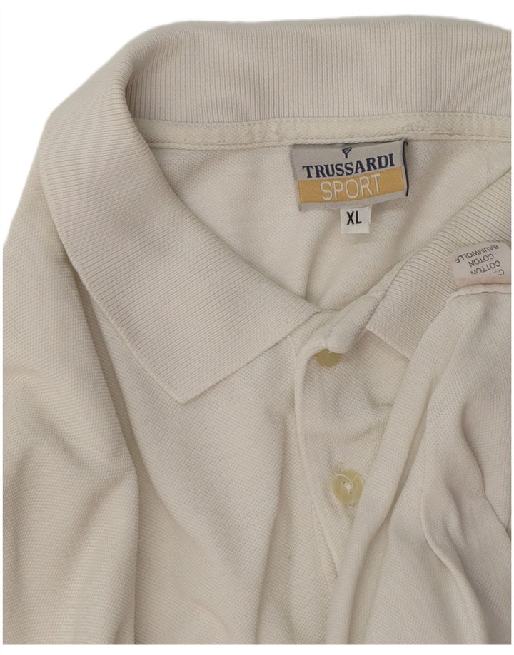 Camisa polo masculina TRUSSARDI XL algodão branco