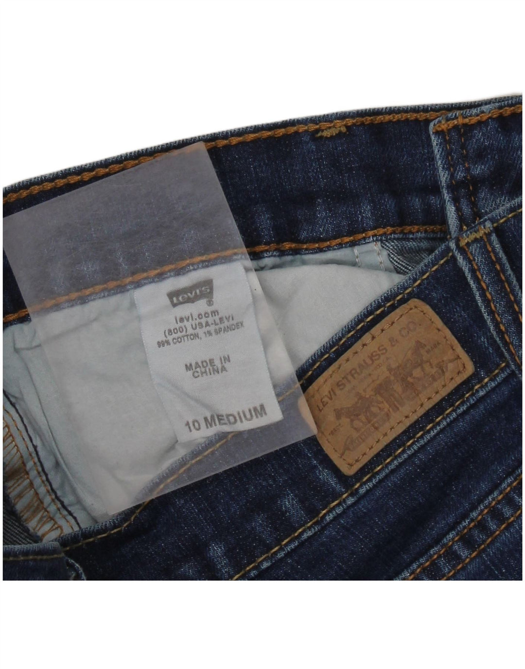 Levi's feminino 505 jeans retos US 10 grande W30 L30 algodão azul