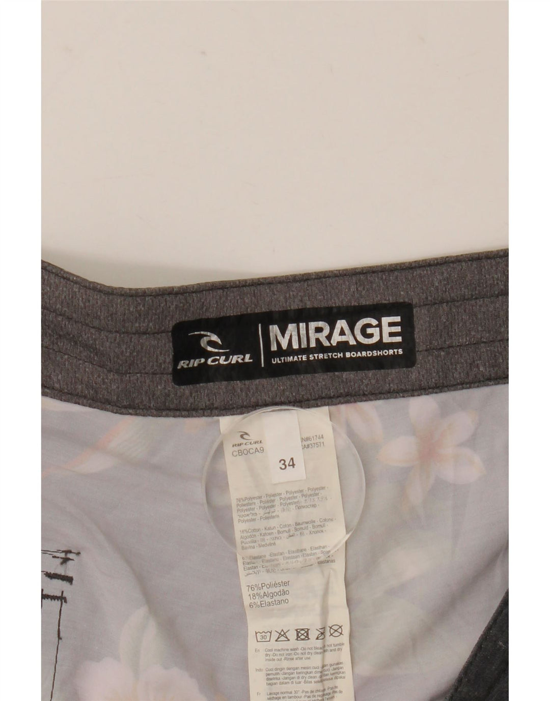 Shorts de natação masculino Rip Curl Mirage grande poliéster floral cinza