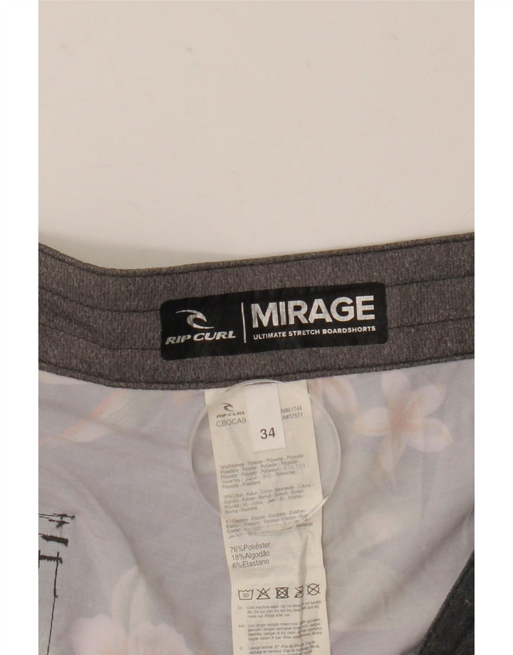 Shorts de natação masculino Rip Curl Mirage grande poliéster floral cinza