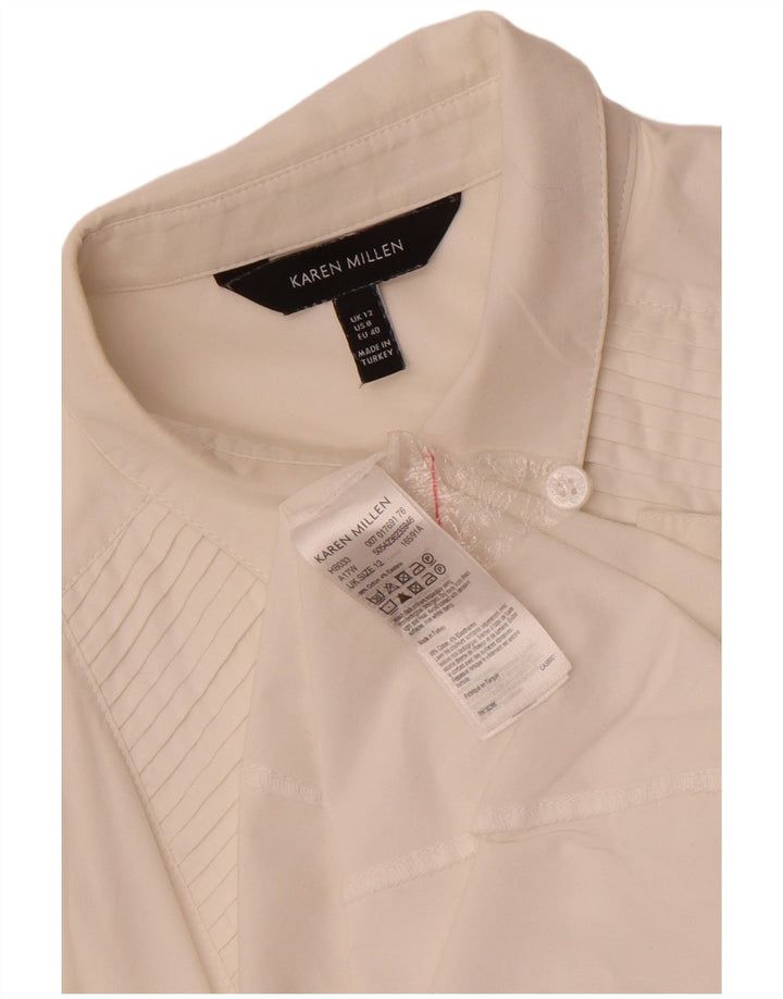 Camisa de smoking feminina Karen Millen Reino Unido 12 algodão branco médio