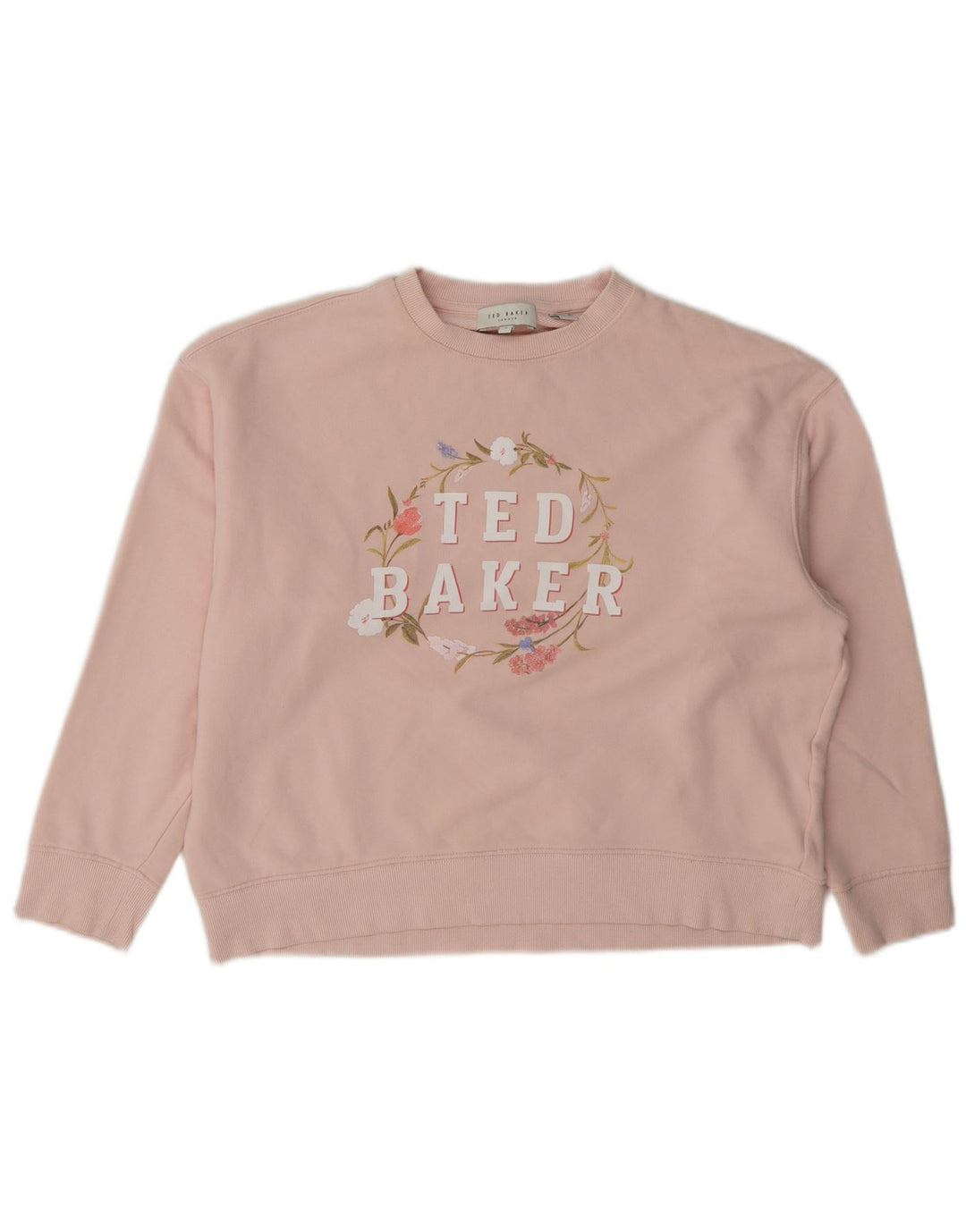 Ted Baker moletom feminino grande com estampa gráfica tamanho 2 pequeno rosa
