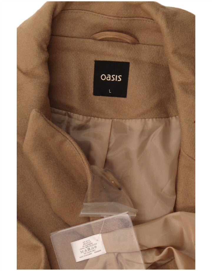 Casaco feminino Oasis com peito duplo Reino Unido 16 grande lã bege