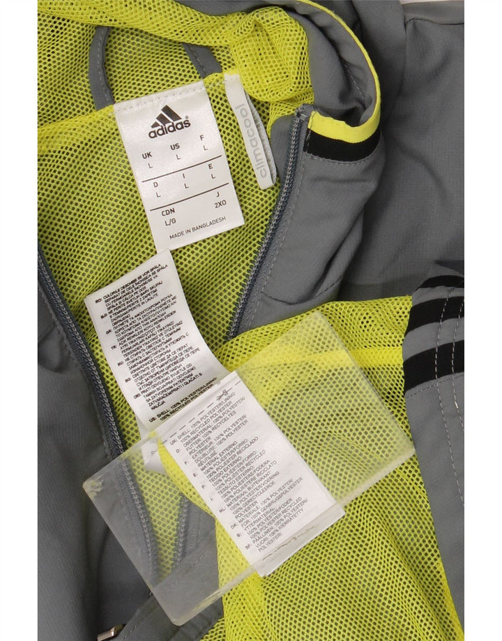Jaqueta de chuva com capuz Adidas Mens Climacool Graphic UK 40 Grande Poliéster Cinza