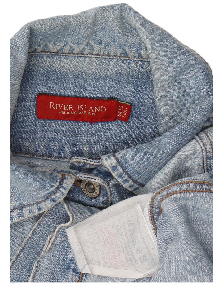 Jaqueta jeans feminina River Island Reino Unido 6 XS azul algodão