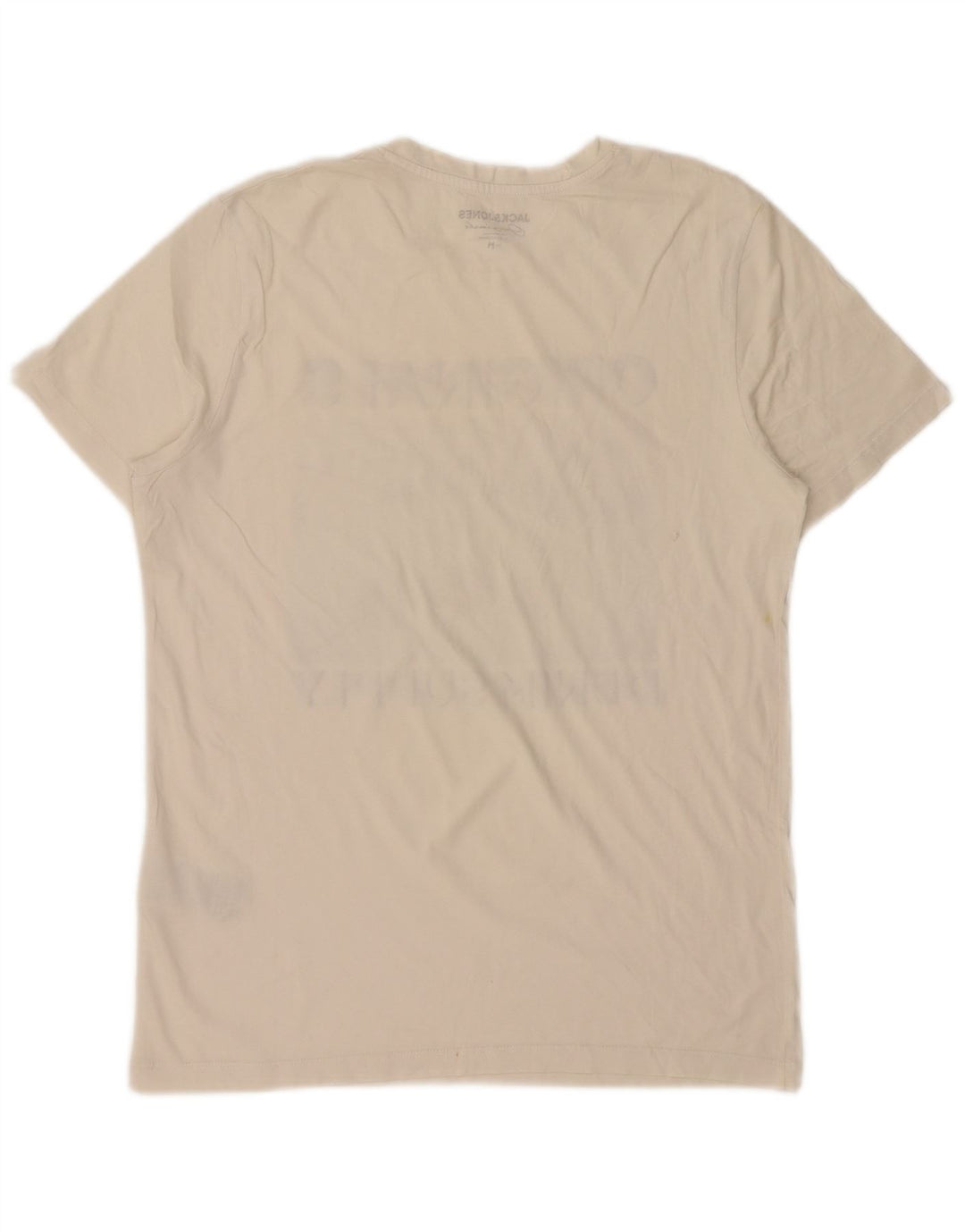 JACK & JONES Camiseta masculina original gráfica Top médio algodão branco