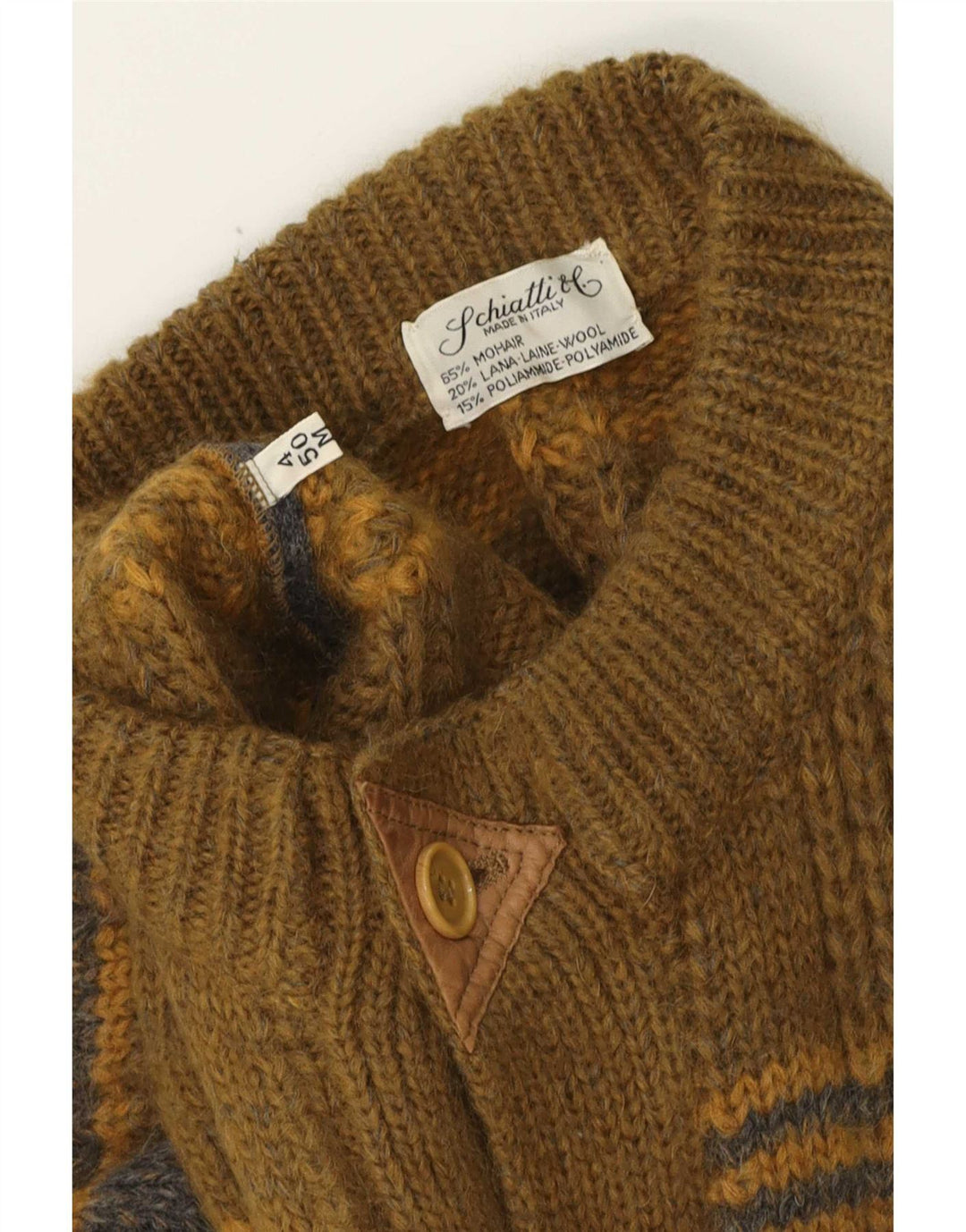 Suéter cardigã masculino Schiatti&Co verde médio colorblock mohair