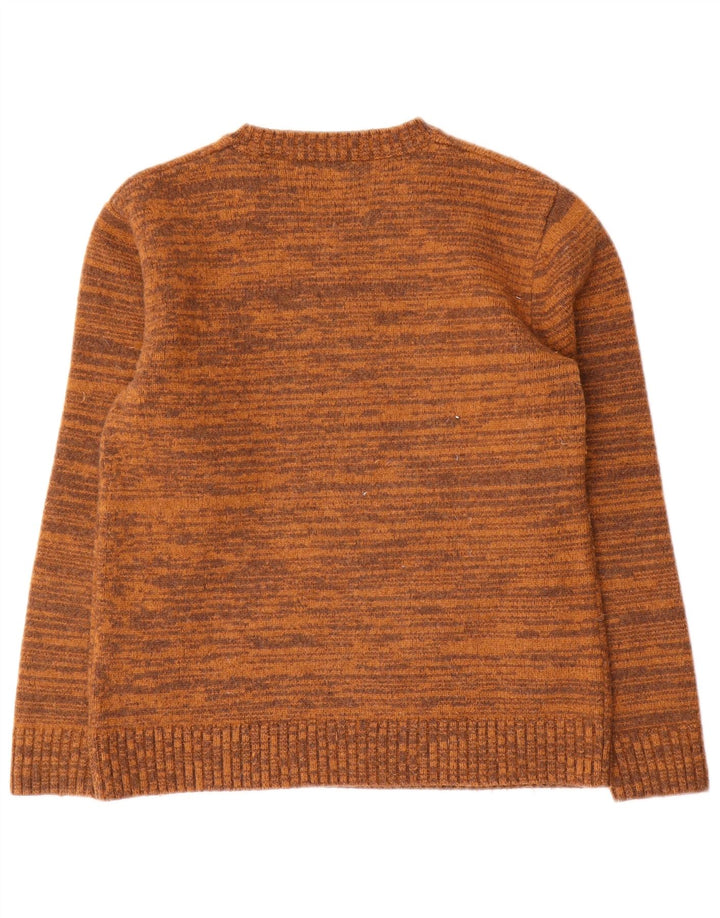 Suéter feminino Levi's com gola redonda UK 12 lã manchada marrom médio