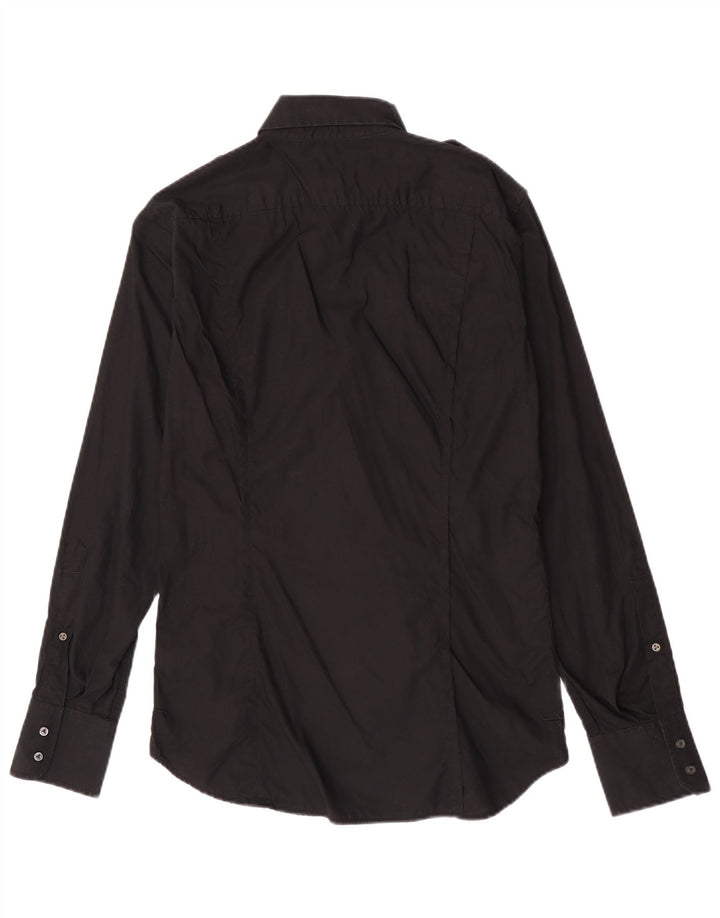 Camisa militar masculina diesel algodão preto médio