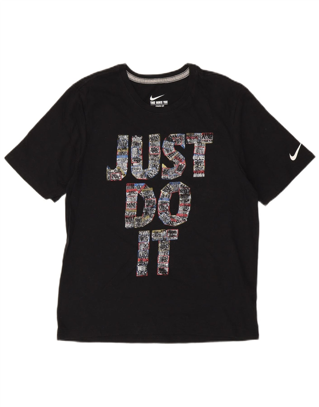 Camiseta feminina NIKE com corte atlético gráfico UK 12 médio algodão preto