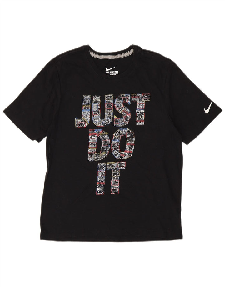 Camiseta feminina NIKE com corte atlético gráfico UK 12 médio algodão preto