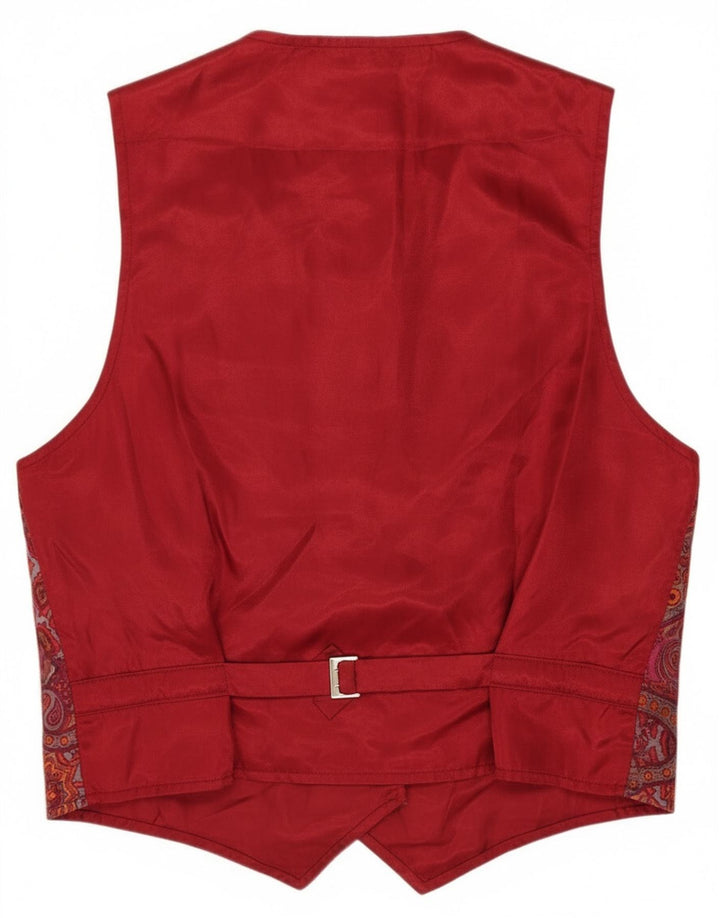 Colete masculino vintage médio Borgonha Paisley