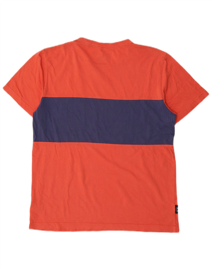 Camiseta masculina Joules Top médio laranja colorblock algodão