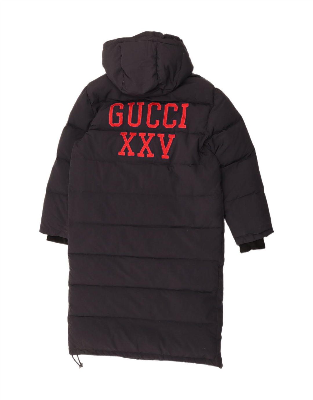 Casaco acolchoado com capuz gráfico masculino Gucci IT 46 grande poliamida preta