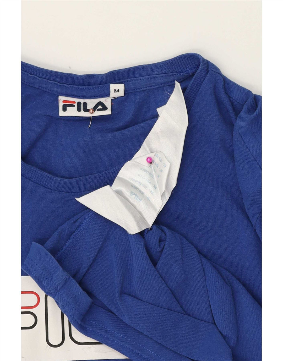 Fila Mens Graphic T-Shirt Top Médio Algodão Azul