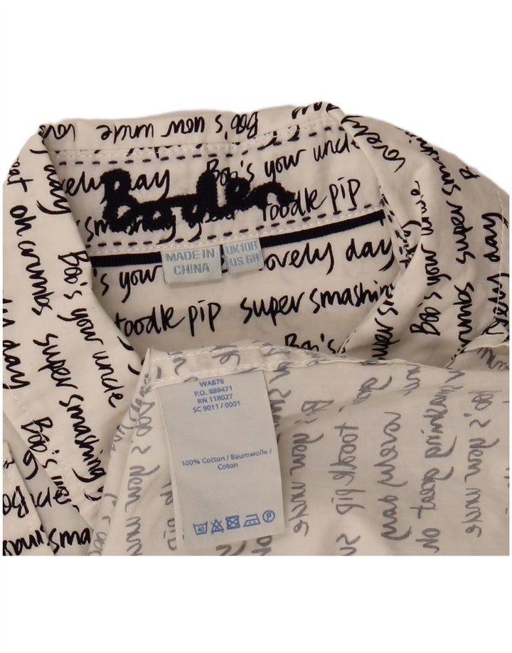 Camisa gráfica feminina Boden UK 10 algodão branco pequeno