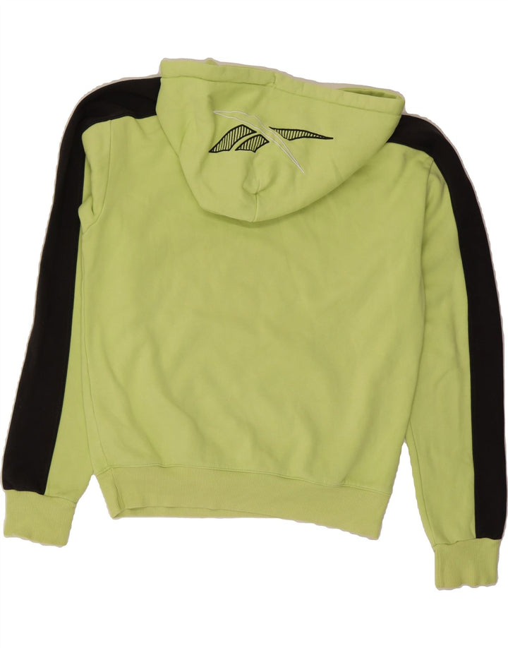REEBOK Mens Graphic Hoodie Jumper Medium Yellow Colourblock Cotton Vintage Reebok and Second-Hand Reebok from Messina Hembry 