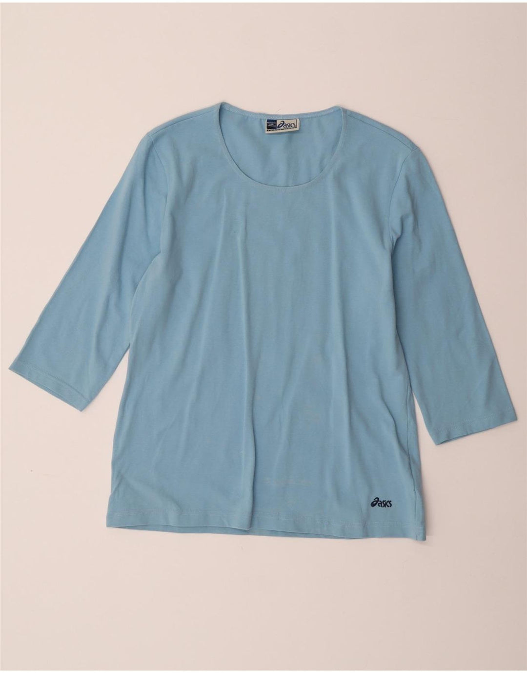 Top feminino Asics manga 3/4 UK 18 XL azul algodão