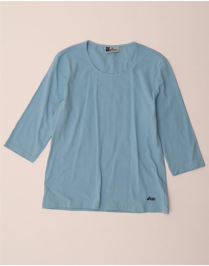 Top feminino Asics manga 3/4 UK 18 XL azul algodão