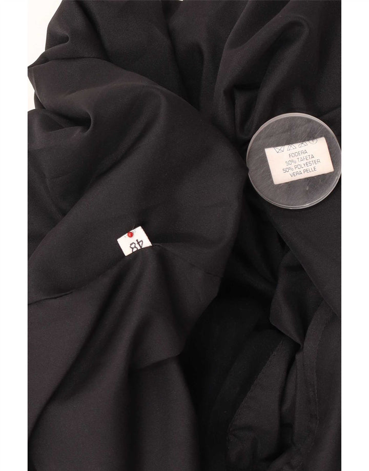 Jaqueta bomber masculina vintage de camurça IT 48 couro preto médio