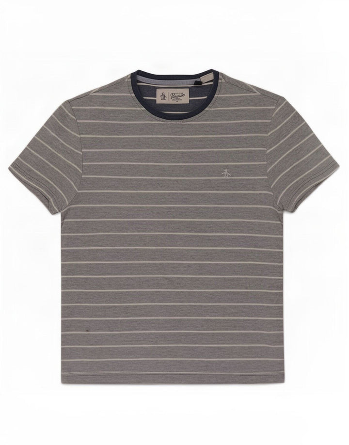 Camiseta masculina Penguin Top médio listrado azul